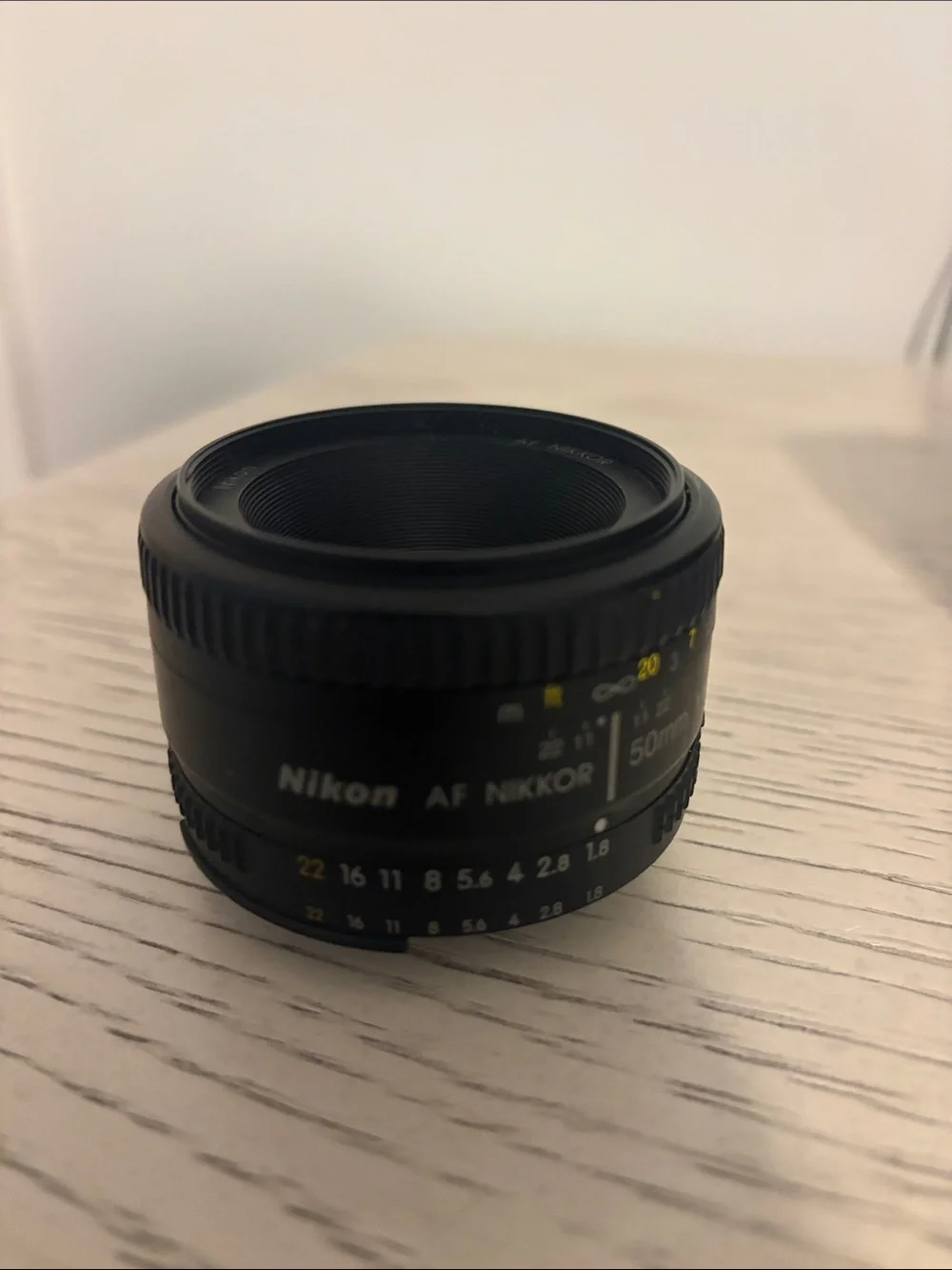 Nikon 50mm f/1.8D Prime Lens — Black with Subtle Purple Coating